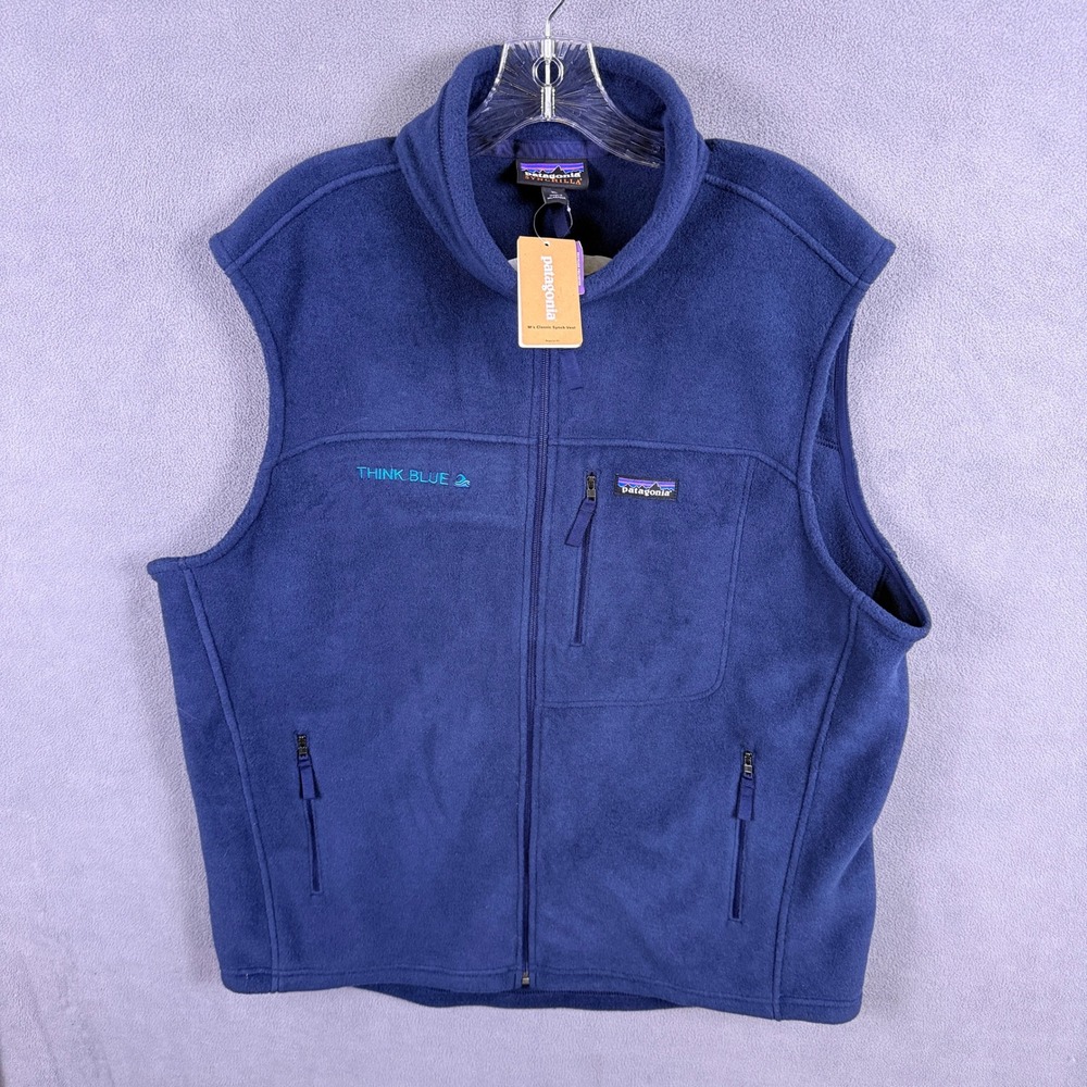 NWT Patagonia Synchilla Fleece Vest Mens XL Navy Blue Full Zip Holiday